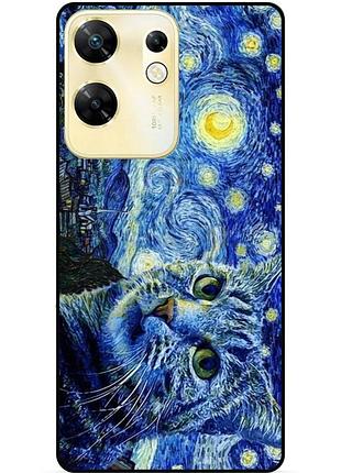 Чехол силиконовый бампер для infinix zero 30 4g с рисунком кошечка звездная ночь ван гог