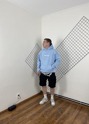 Блакитне щільне оверсайз худі fsbn dystopia blue oversized fit hoodie