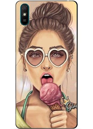 Чехол силиконовый бампер для xiaomi redmi 9a с рисунком мороженое