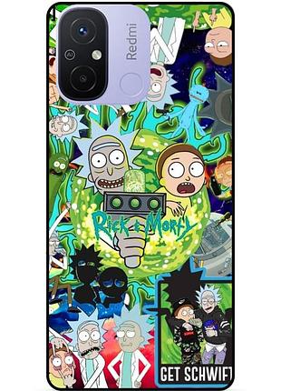 Силиконовый бампер чехол для xiaomi redmi 12c с рисунком rick and morty рик и морти