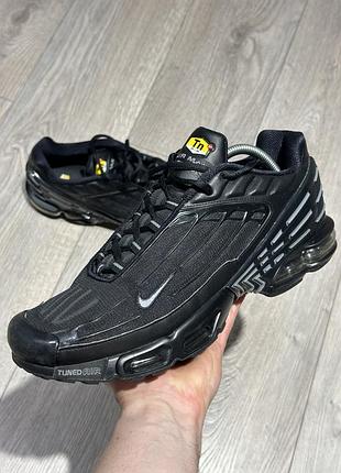 Nike air max plus 3 men's shoes leather trainers in black/smoke grey