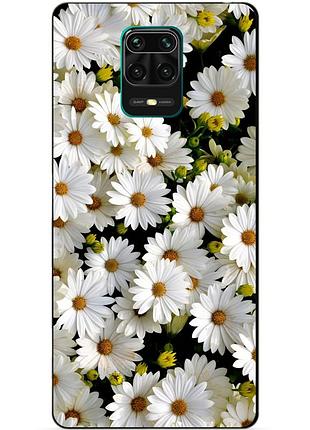 Чехол силиконовый бампер для xiaomi redmi note 9s с рисунком ромашки цветы