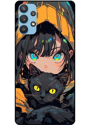 Силиконовый бампер чехол для samsung a33 с рисунком котики аниме