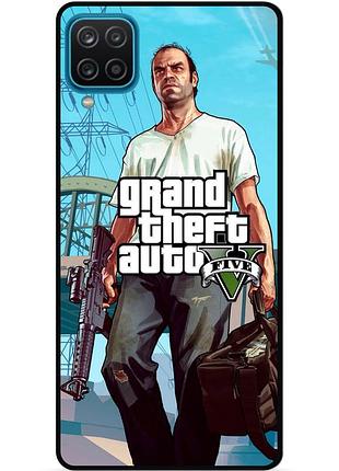 Силиконовый чехол бампер для samsung m12 с рисунком гта gta