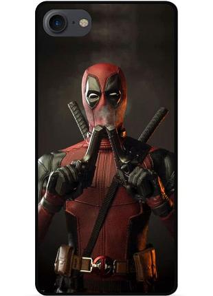 Силиконовый бампер чехол для iphone 8 с рисунком дэдпул deadpool