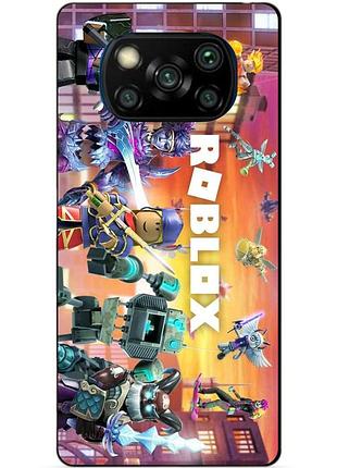 Силиконовый бампер чехол для xiaomi poco x3 с картинкой роблокс roblox