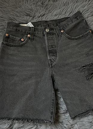 Стильні чорні сірі вільні рвані трендові подовжені шорти бермуди levi’s levis левайс оригінал