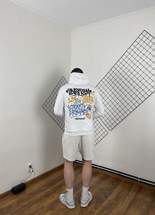 Біле щільне худі fsbn white 136 system print hoodie з принтами
