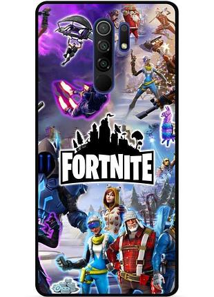 Силиконовый чехол бампер для xiaomi redmi 9 игра fortnite фортнайт