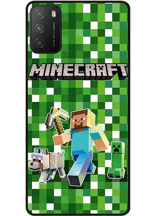 Силіконовий чохол бампер для xiaomi poco m3 стів minecraft кріпер майнкрафт
