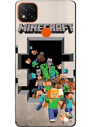 Силіконовий чохол бампер для xiaomi redmi 9c з картинкою minecraft майнкрафт