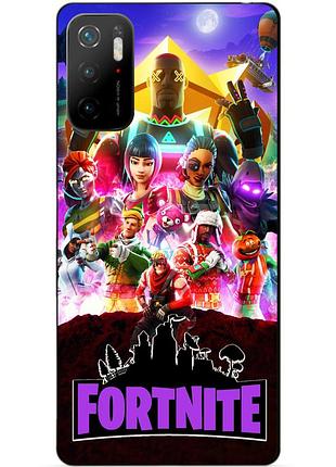 Силиконовый бампер чехол для xiaomi poco m3 pro с рисунком fortnite фортнайт
