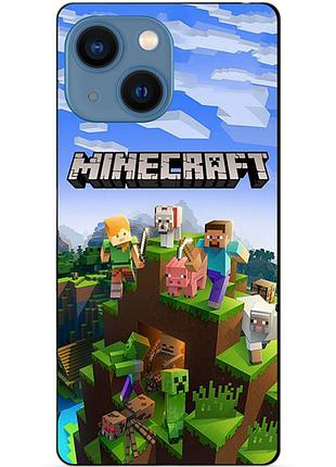 Силиконовый бампер чехол для iphone 13 с рисунком minecraft майнкрафт