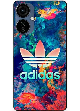 Силиконовый чехол бампер для oppo a40m с рисунком адидас