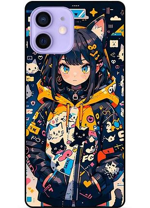 Силіконовий бампер чохол для iphone 12 з малюнком котики аніме