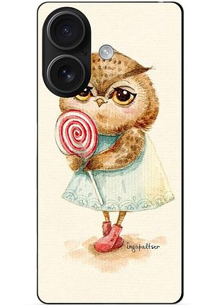 Силіконовий чохол бампер для iphone 16 з малюнком совонька