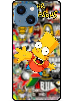 Чехол силиконовый бампер для iphone 13 mini с рисунком симпсоны simpsons бард