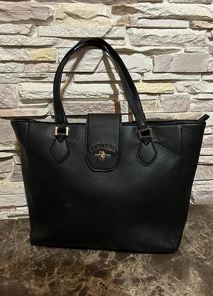 Жіноча сумка шоппер u.s. polo assn. оригінал / чорна сумка поло