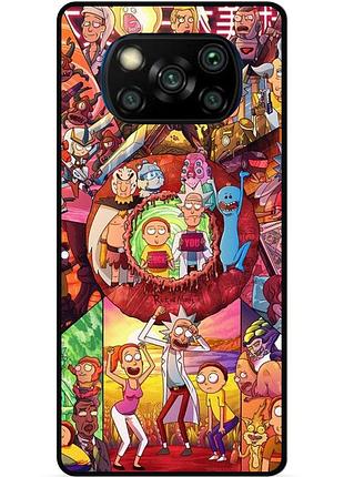 Силиконовый чехол бампер для xiaomi poco x3 с картинкой rick and morty рик и морти