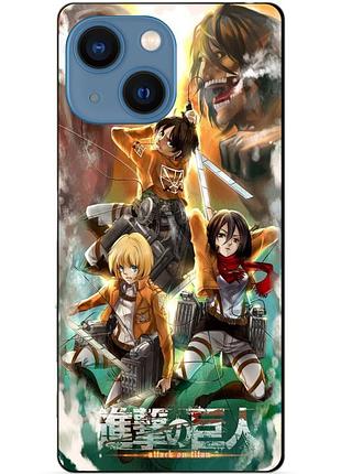 Чехол силиконовый бампер для iphone 14 с рисунком атака на титанов attack on titan