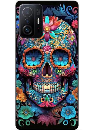 Силиконовый чехол бампер для xiaomi 11t pro с картинкой череп скелет