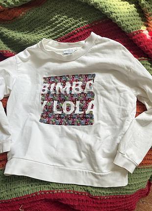 Bimba lola світшот білий з вишивкою , по бірці розмір м підійде і на хс с