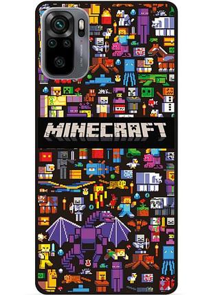 Силиконовый чехол бампер для xiaomi redmi note 10s с картинкой майнкрафт minecraft
