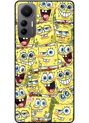 Силиконовый чехол бампер для xiaomi 12 lite с рисунком губка боб sponge bob