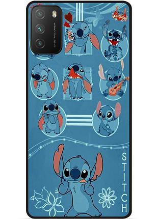 Силиконовый бампер чехол для xiaomi poco m3 с картинкой stitch стич