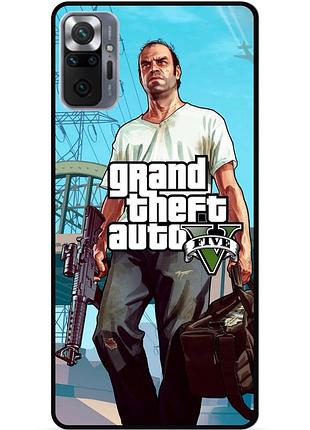 Силиконовый чехол бампер для xiaomi redmi note 10 pro с рисунком гта gta