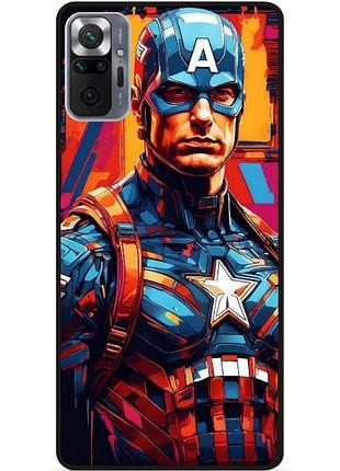 Чехол силиконовый бампер для xiaomi redmi note 10 pro с рисунком капитан америка marvel captain america