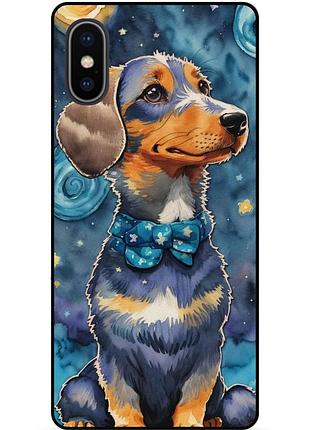 Силиконовый бампер чехол для iphone x 10 с рисунком пес звездная ночь ван гог