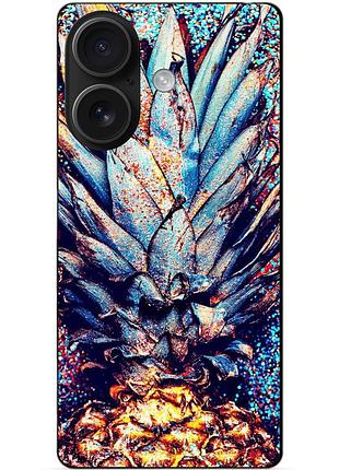 Чехол силиконовый бампер для iphone 16 plus с рисунком ананас
