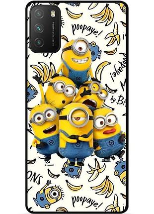 Силиконовый бампер чехол для xiaomi poco m3 с рисунком minion миньоны