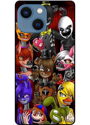 Силиконовый бампер чехол для iphone 15 plus с рисунком freddy аниматроники фредди