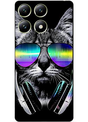 Чехол силиконовый бампер для xiaomi 14t с рисунком музыкальный кот