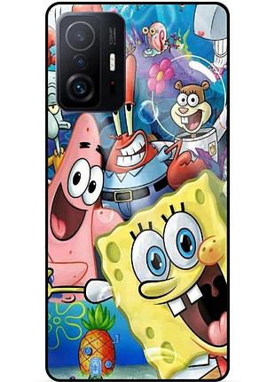 Силіконовий чохол бампер для xiaomi 11t з малюнком губка боб sponge bob