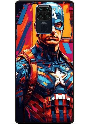 Силіконовий бампер чохол для xiaomi redmi note 9 з малюнком капитан америка marvel captain america