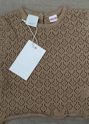 Вʼязаний zara ажурний топ футболка zara