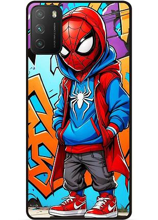 Силіконовий бампер чохол для xiaomi poco m3 з малюнком spider man marvel человек паук