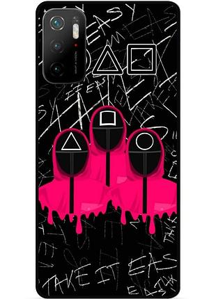 Силіконовий чохол бампер для xiaomi poco m3 pro з малюнком гра в кальмара