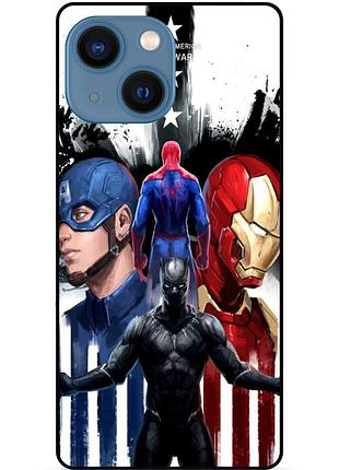 Чехол силиконовый бампер для iphone 15 с рисунком marvel марвел человек паук