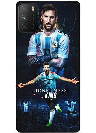 Силиконовый бампер чехол для xiaomi poco m3 с рисунком messi аргентина месси