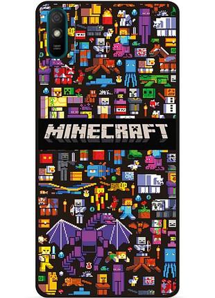 Силиконовый чехол бампер для xiaomi redmi 7a с картинкой майнкрафт minecraft