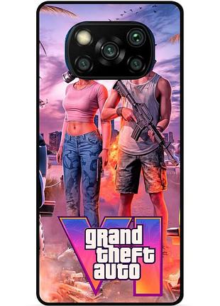 Силиконовый чехол бампер для xiaomi poco x3 gta гта