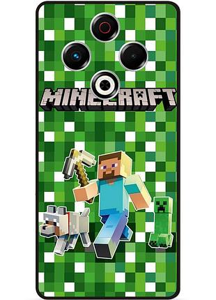 Силіконовий чохол бампер для tecno spark 30 (kl6) стів minecraft кріпер майнкрафт