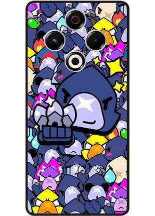 Силіконовий чохол бампер для tecno spark 30 (kl6) стікери бравл ворон brawl
