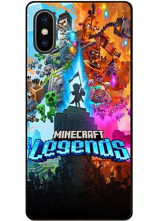Силиконовый бампер чехол для iphone x 10 игра майнкрафт minecraft