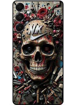 Чехол силиконовый бампер для samsung a17 с рисунком череп скелет