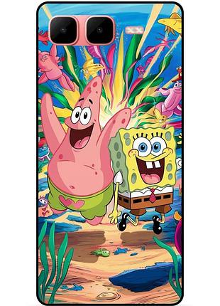 Силиконовый бампер чехол для infinix smart 10 plus с картинкой sponge bob губка боб
